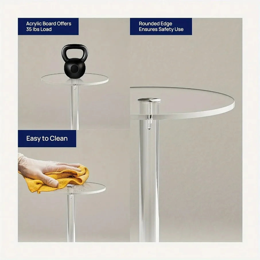 Small round transparent acrylic tea table by WinniShop, modern space-saving side table for living room with creative design
