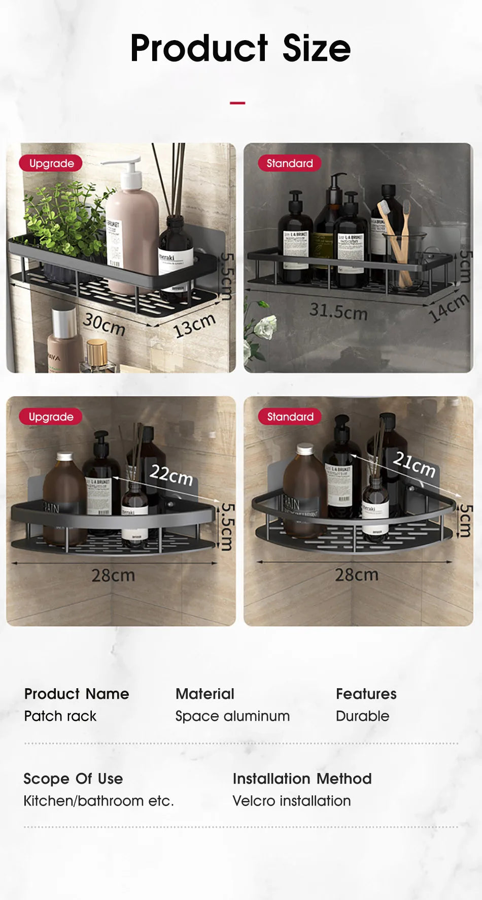 Wall-mounted bathroom storage shelf by WinniHouse, shower organizer for shampoo and bath accessories, ideal for bathroom organization.