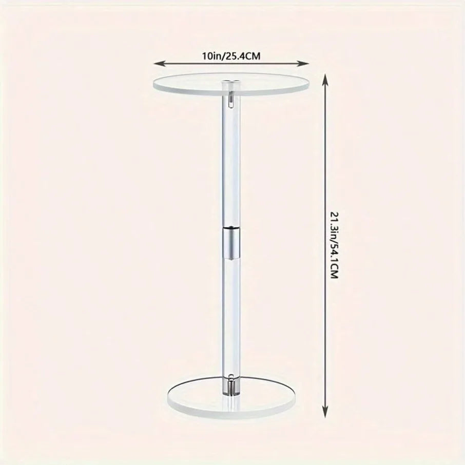 Small transparent acrylic round tea table by WinniShop with modern, space-saving design, perfect for living room decor.