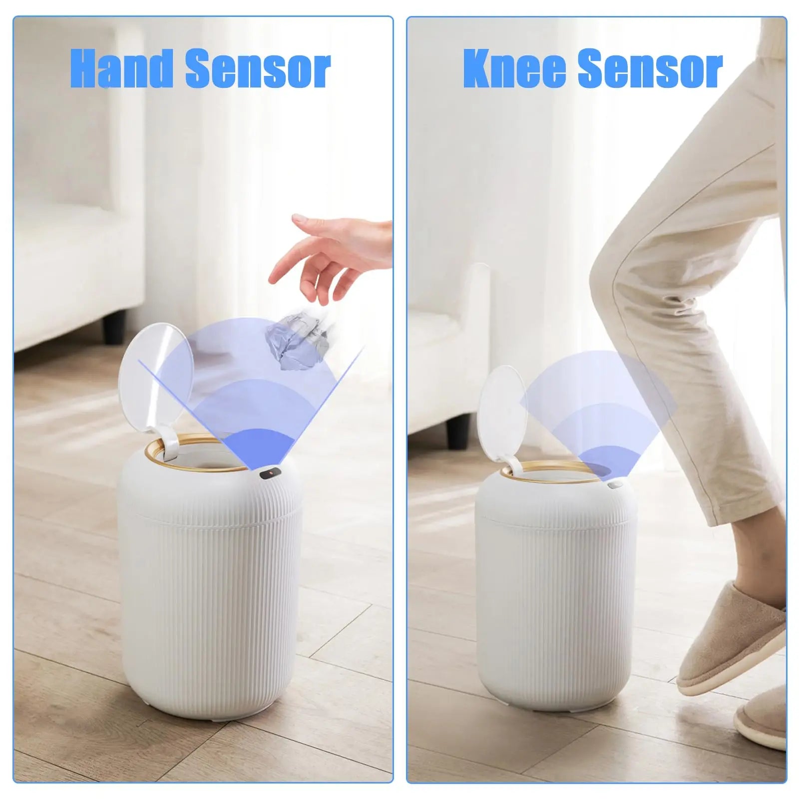 Automatic sensor trash can with lid from WinniHouse, featuring motion detection and sleek design for hands-free waste disposal.