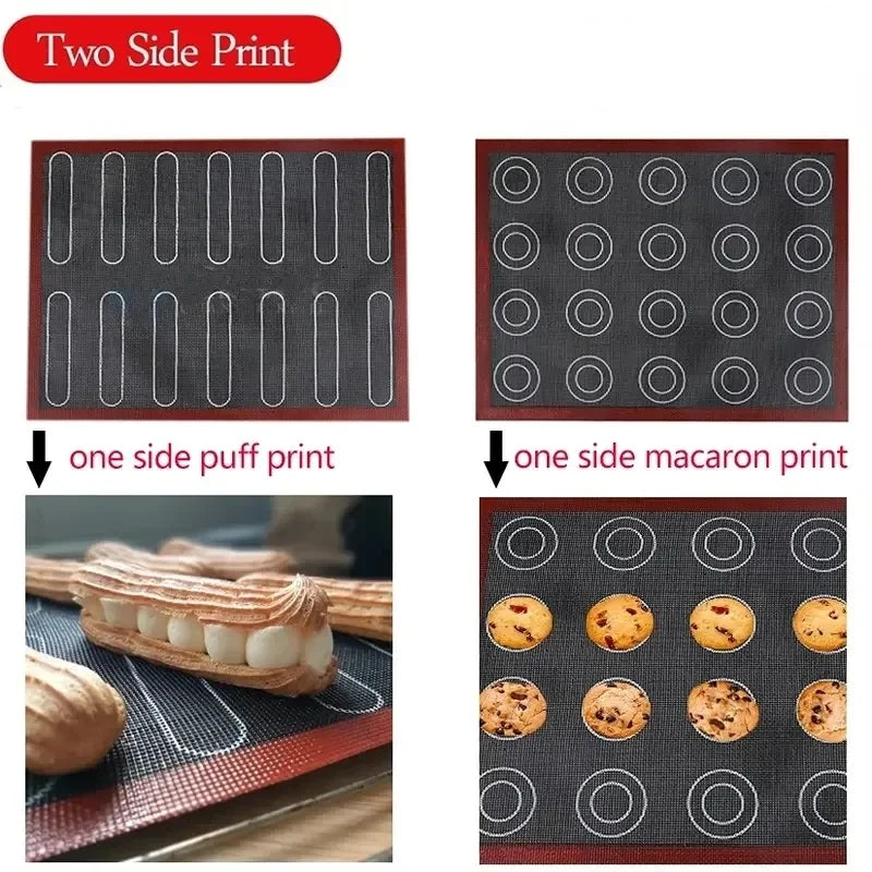 WinniHouse silicone perforated baking mat for cookies, macarons, and pastries, non-stick oven sheet, set of 2 for outdoor baking