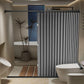 Magnetic foldable shower curtain from WinniHouse with suction cups, designed for easy installation and space-saving bathroom use.