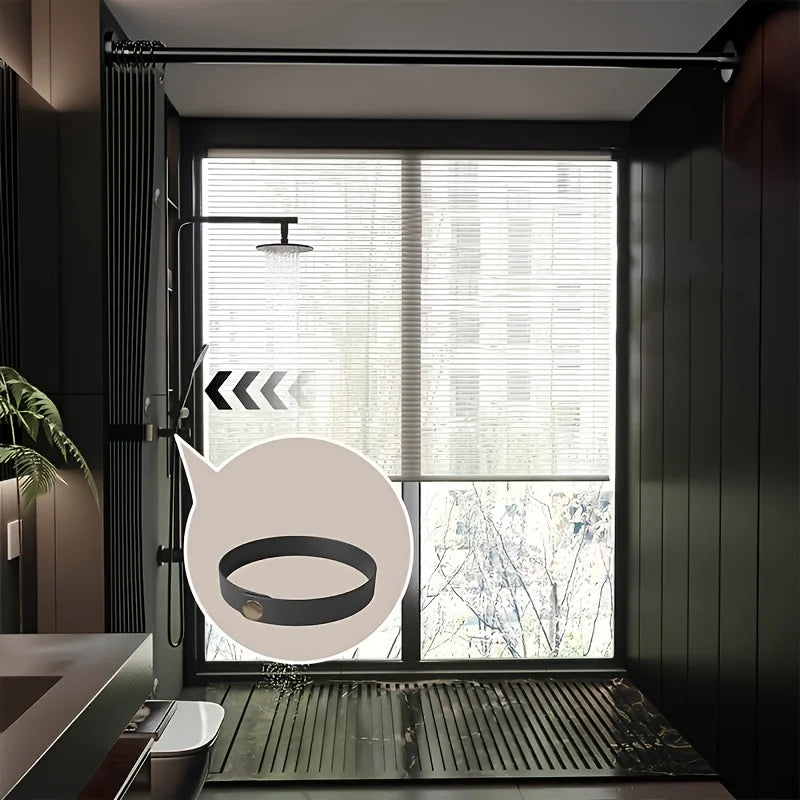 Foldable magnetic suction shower curtain from WinniHouse, featuring easy-to-use magnetic closure and water-resistant fabric.