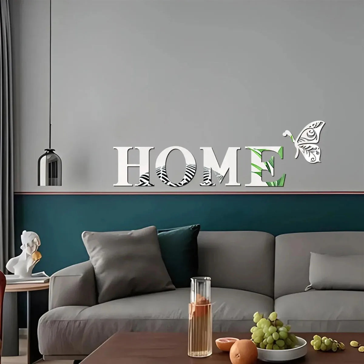 3D home logo wall decal by WinniShop, mirror-style entrance decoration, modern home decor for entryway walls.