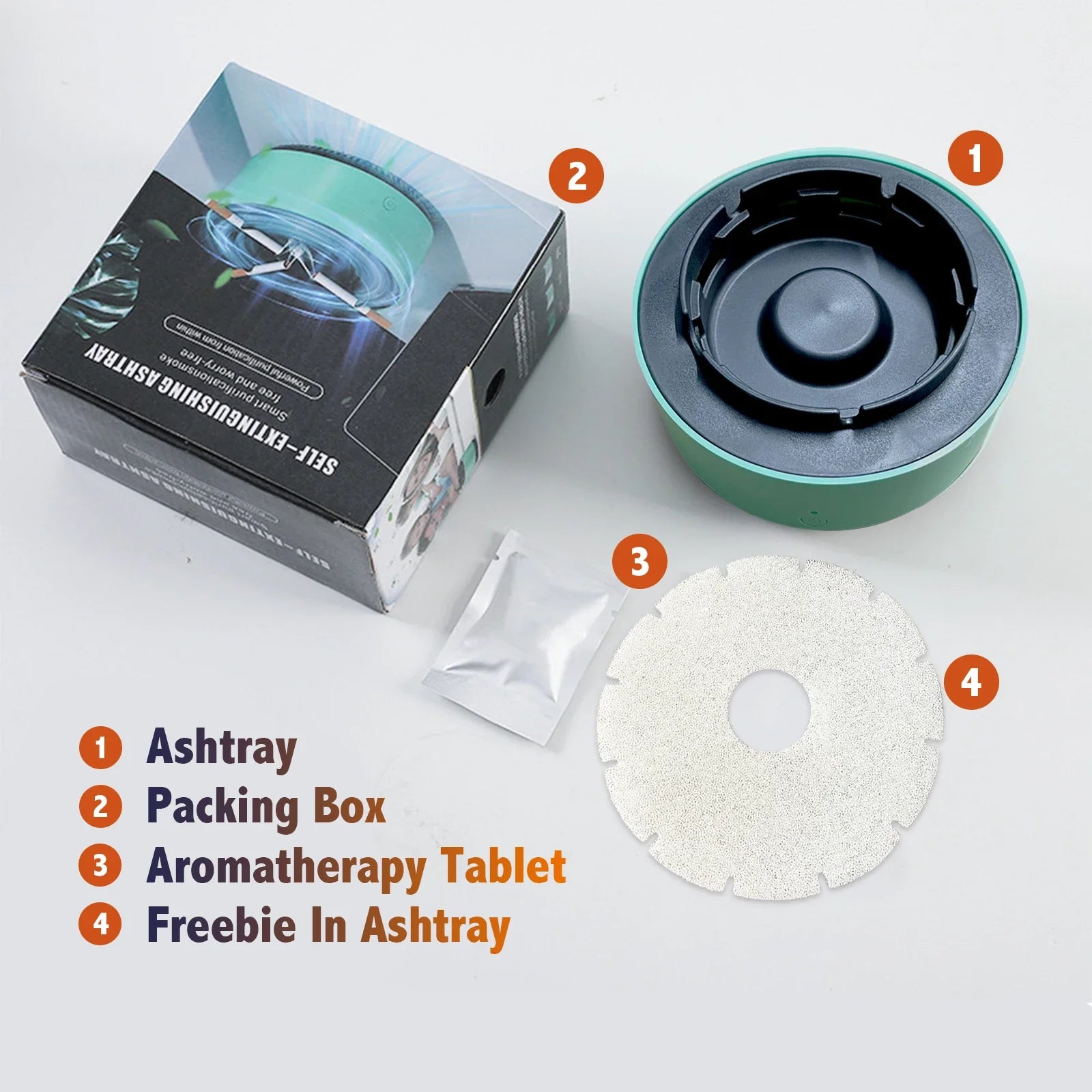 WinniHouse intelligent multifunctional air purifier with ashtray, featuring modern design and air filtering components.