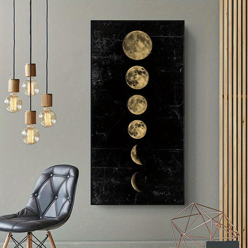 Minimalist lunar eclipse canvas poster by WinniHouse, universe wall art for living room or bedroom decor, unframed.