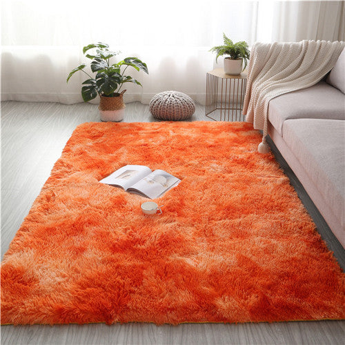 Soft long-pile tie-dye rug by WinniHouse featuring a non-slip backing, ideal for cozy home decor and safe placement.