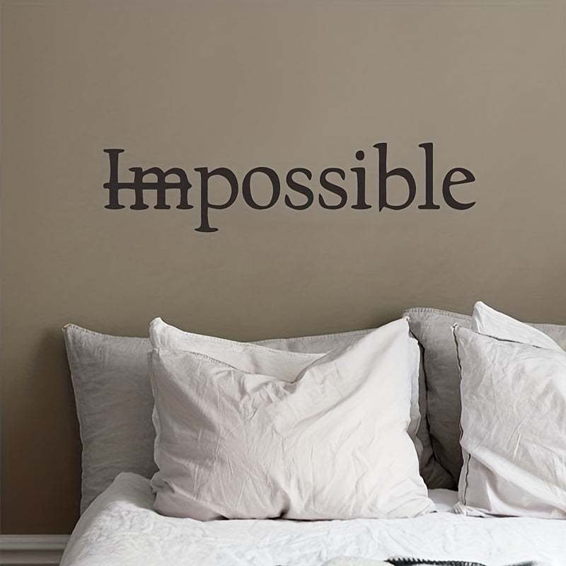 Motivational wall decal from WinniHouse featuring "Imposible" to "No Imposible" quote in Spanish and English, removable plastic film for walls.