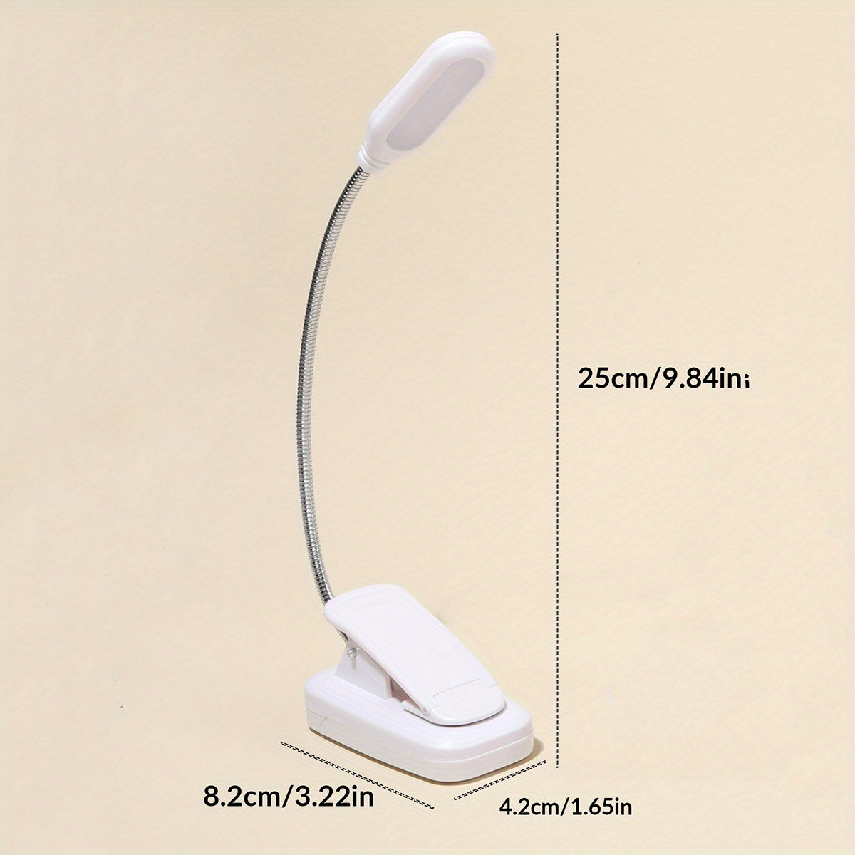 WinniHouse LED desk lamp with adjustable arm, clip, battery, and push button, ideal for reading and workspace illumination.