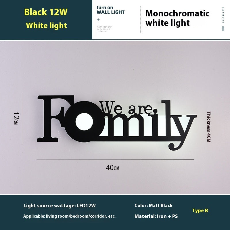 WinniHouse LED English letter wall lamp mounted on a wall, creative background decor with illuminated letter design.