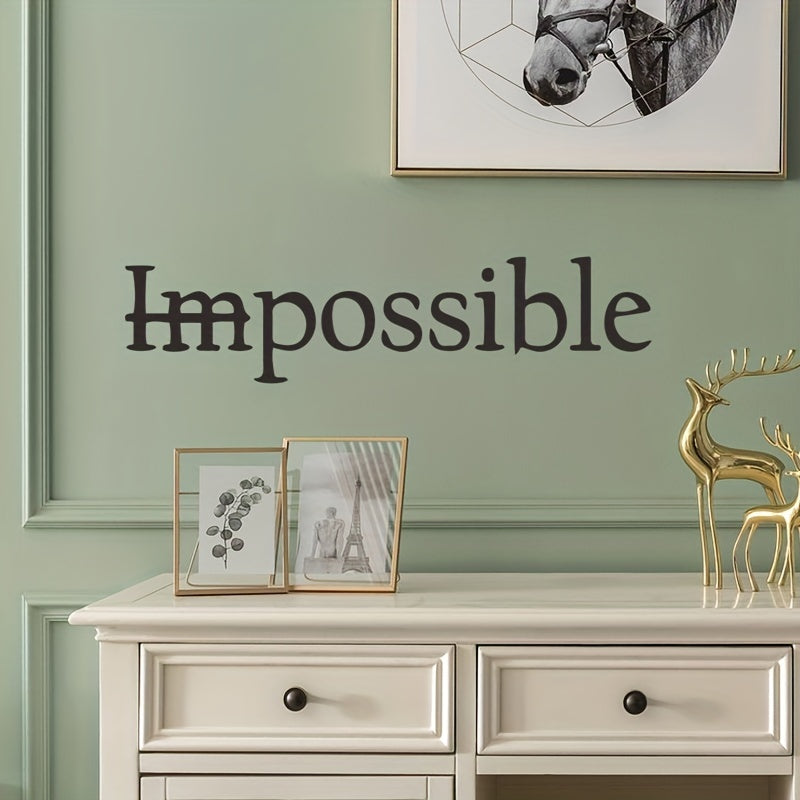 Bilingual motivational wall decal with "Imposible" to "No Imposible" quote, removable plastic film for home, office, or classroom decor.