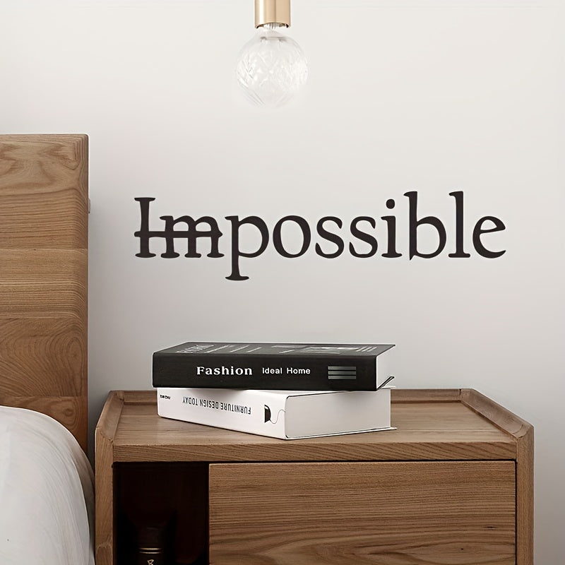 Motivational wall decal by WinniHouse featuring "Imposible" to "No Imposible" quote in Spanish and English, removable plastic wall sticker.