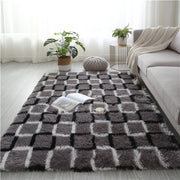 Soft long-pile tie-dye rug by WinniHouse featuring a non-slip backing, ideal for cozy home decor and safe flooring.