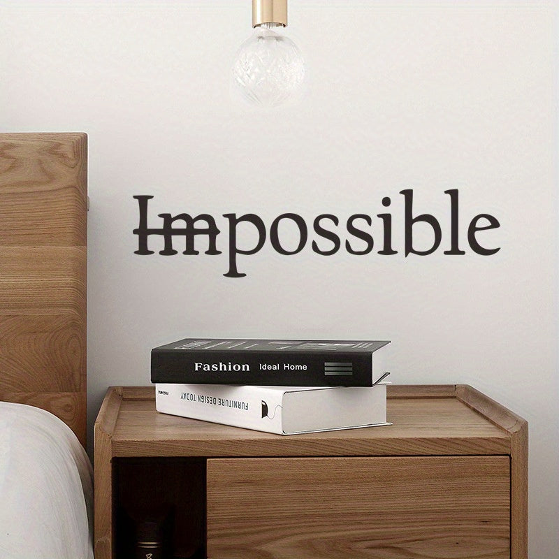 Bilingual motivational wall decal with "Imposible" to "No Imposible" quote, removable plastic sticker for home, office, or classroom decor.