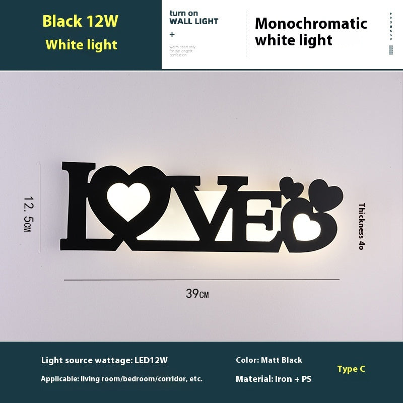 Creative LED English letter wall lamp by WinniHouse, illuminated background wall decor with modern design.