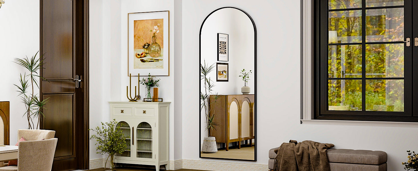 Full-length aluminum frame mirror by WinniShop, 26"x71" standing floor mirror for bedroom or living room decor.