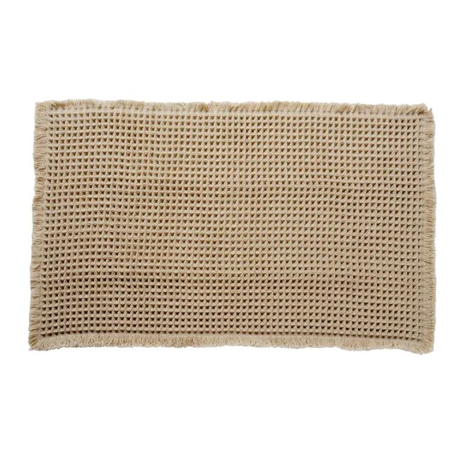 Absorbent waffle texture bath rug by WinniHouse featuring non-slip backing for safety and comfort in the bathroom.