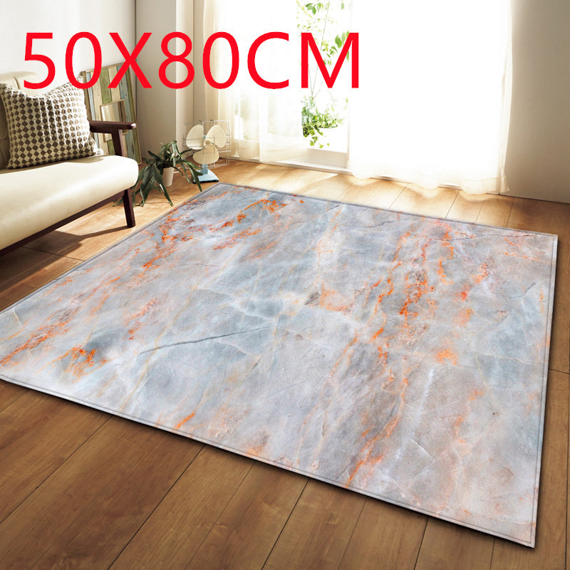 Modern white marble effect rug by WinniHouse, featuring elegant design suitable for living rooms and bedrooms.