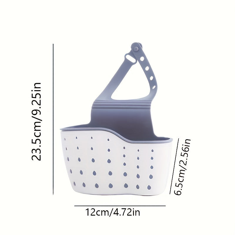 WinniHouse multifunctional sink sponge rack with adjustable shoulder strap for kitchen or bathroom organization, hanging to drain and store sponges.