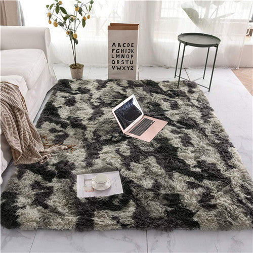 Long, soft tie-dye rug by WinniHouse featuring plush pile and non-slip backing perfect for cozy, safe home decor.
