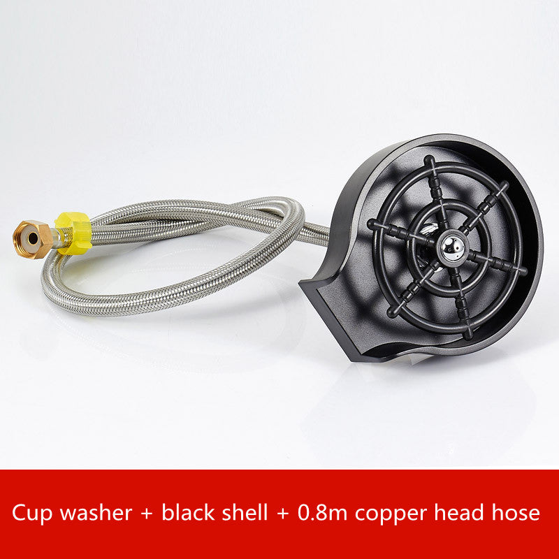 WinniHouse bar counter cup washer sink with high-pressure spray faucet for automatic coffee pitcher and kitchen cup cleaning.
