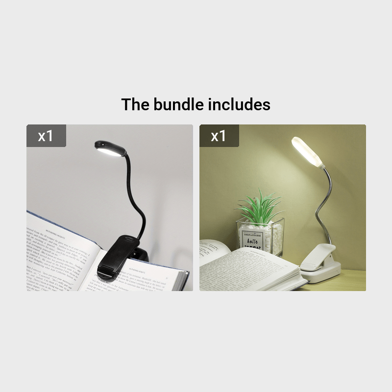 WinniHouse LED desk lamp with adjustable arm and clip, battery-powered, modern ergonomic design ideal for reading and workspace lighting.